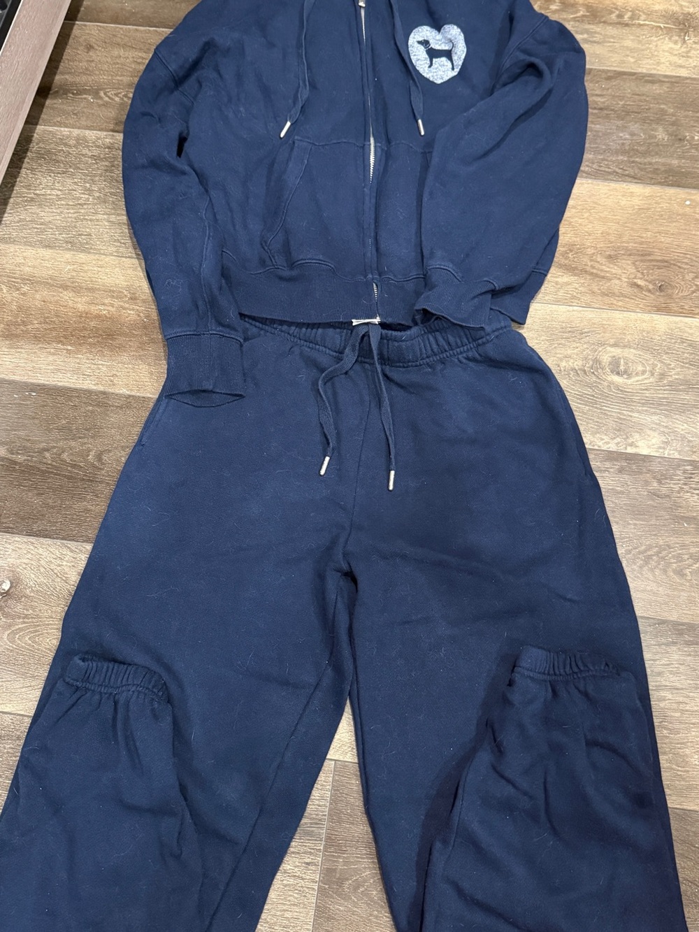PINK Victoria’s Secret Navy Dog Hoodie and Sweatpants Set